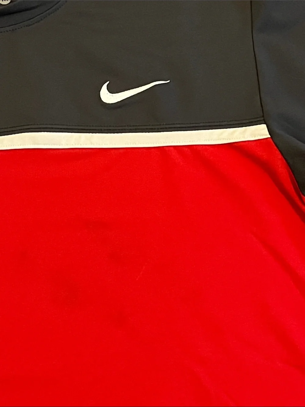 Nike Men's Short Sleeve Red and Black Dri-FIT Crew Tee